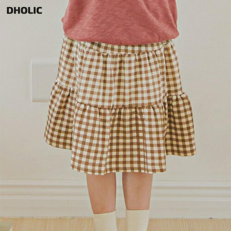 ギンガムチェックティアードスカート・p005763 キッズ【3~8才】【sk】【スカート ミニスカート ショート丈 チェック ギンガムチェック 柄 ガーリー 可愛い かわいい ティアード 春 夏 秋 女の子 韓国 韓国子供服 子供 こども 子供服 こども服】【KIDS】