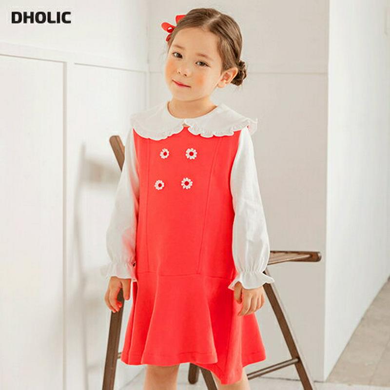 フラワーポイントスリーブレスワンピース(レッド)・p005531 キッズ【3~8才】【ops】【ワンピース ミディ丈 ミディワン