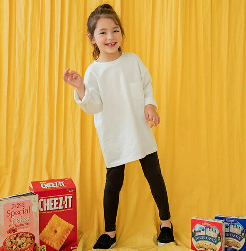 ポケットTシャツ&レギンスSET(ホワイト/ブラック)・p005646 キッズ【3~8才】【set】【セットアップ セット se
