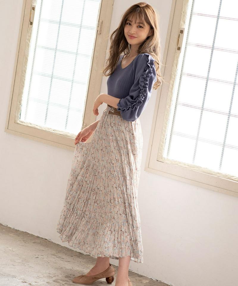 フラワーワッシャープリーツスカート