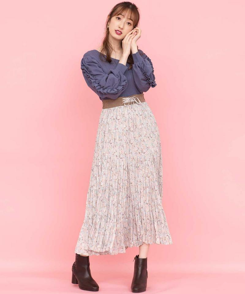 フラワーワッシャープリーツスカート