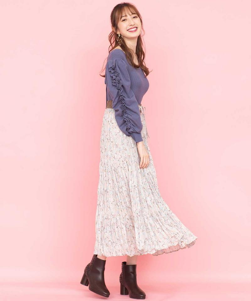 フラワーワッシャープリーツスカート
