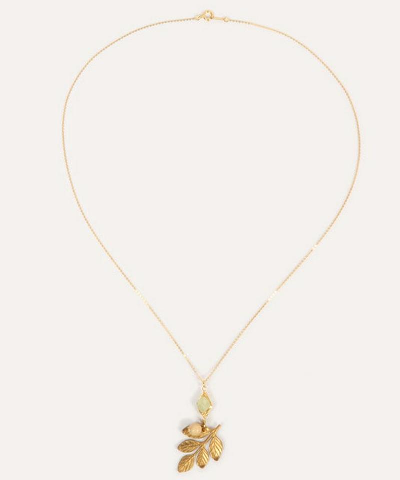 【こっくり色濃い秋アクセ】紅葉グリーンネックレス