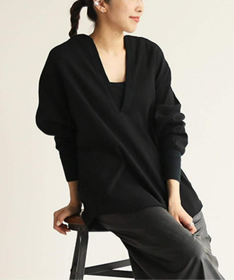 《追加》【CLANE/クラネ】HEAVY RIB V NECK TOPS：カットソー◆2（JOURNAL STANDARD）