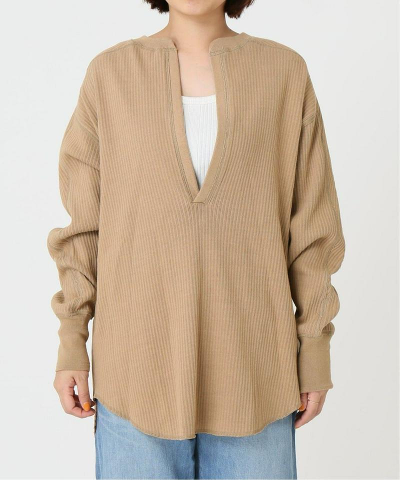 《追加》【CLANE/クラネ】HEAVY RIB V NECK TOPS：カットソー◆2（JOURNAL STANDARD）