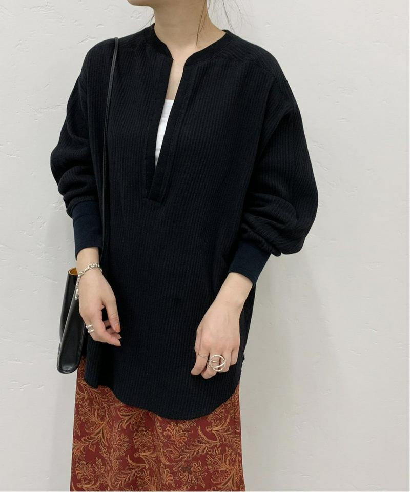 《追加》【CLANE/クラネ】HEAVY RIB V NECK TOPS：カットソー◆2（JOURNAL STANDARD）