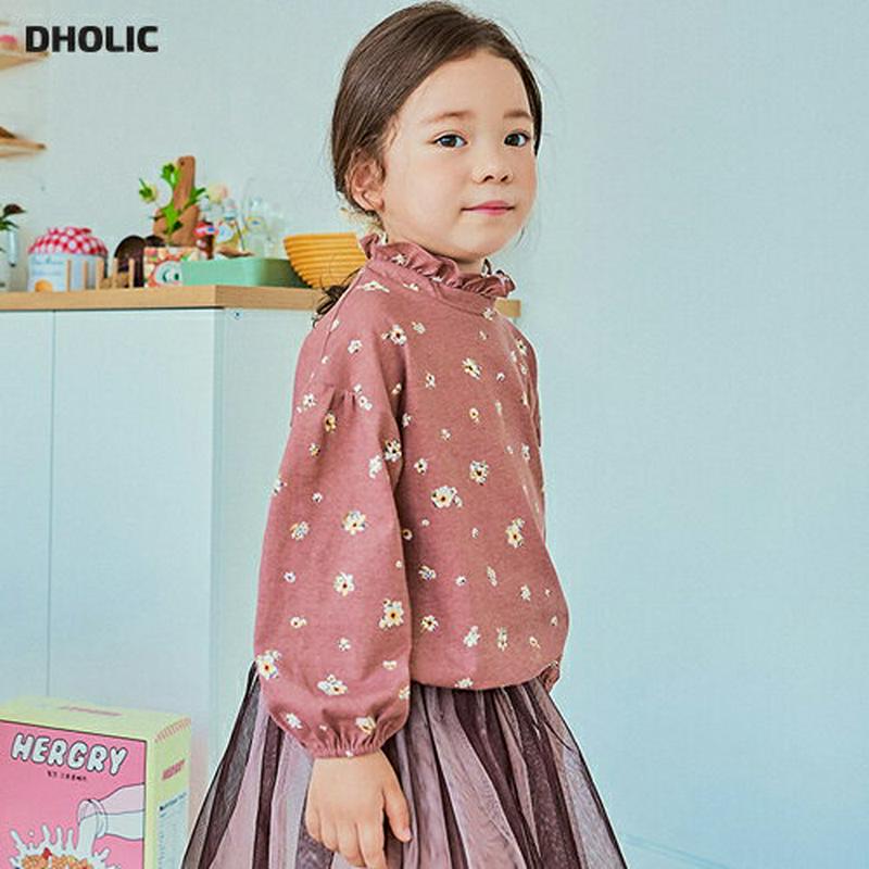 【新作10%OFF】ゴムバンドヘムフリル花柄Tシャツ・p006025 キッズ【3~8才】【tops】【トップス Tシャツ 長袖 