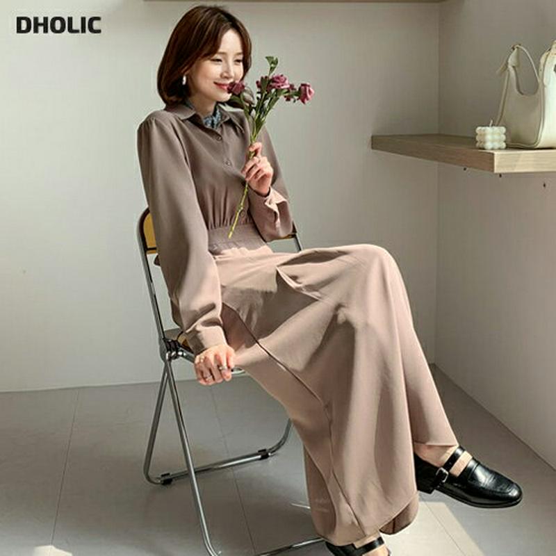 【新作10%OFF】ボタンカラーワンピース・全3色・t60904 レディース【ops】【韓国 ファッション ワンピース ロングワ