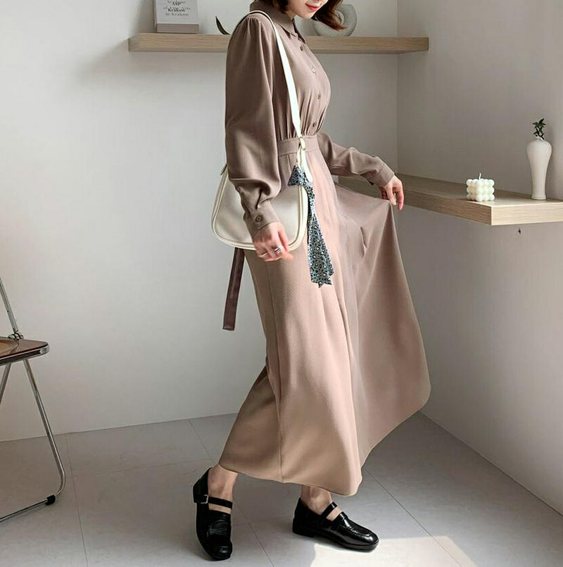 【新作10%OFF】ボタンカラーワンピース・全3色・t60904 レディース【ops】【韓国 ファッション ワンピース ロングワ