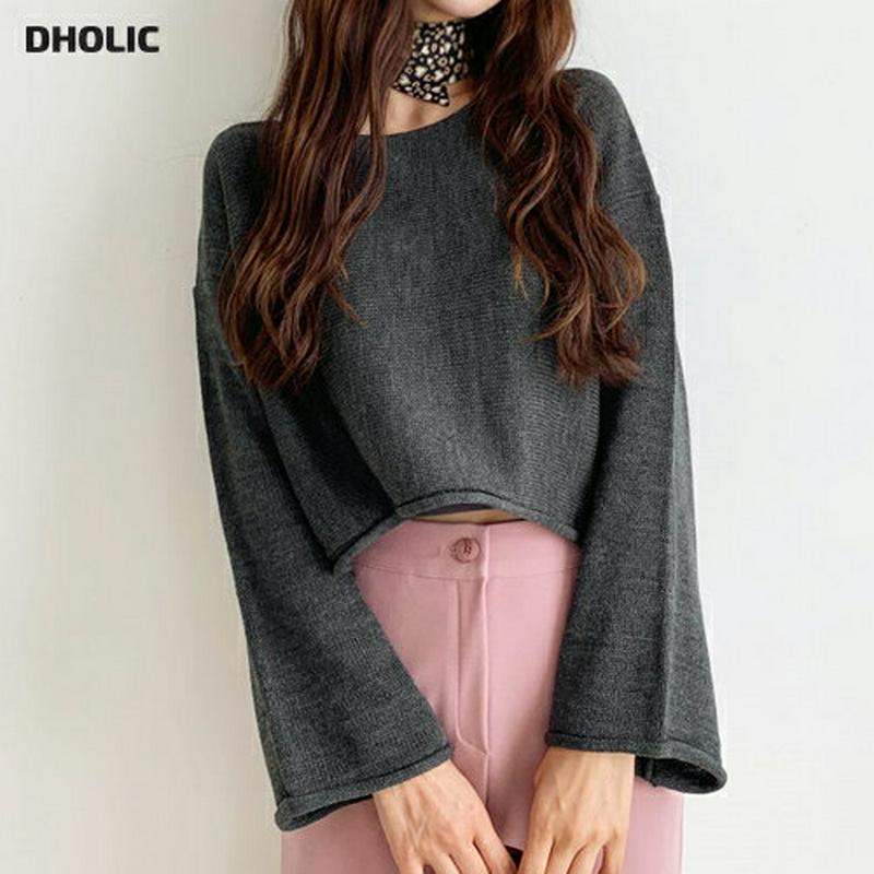 【新作10%OFF】ロールヘムクロップドニット・全5色・b60872 レディース【tops】【韓国 ファッション トップス ニッ