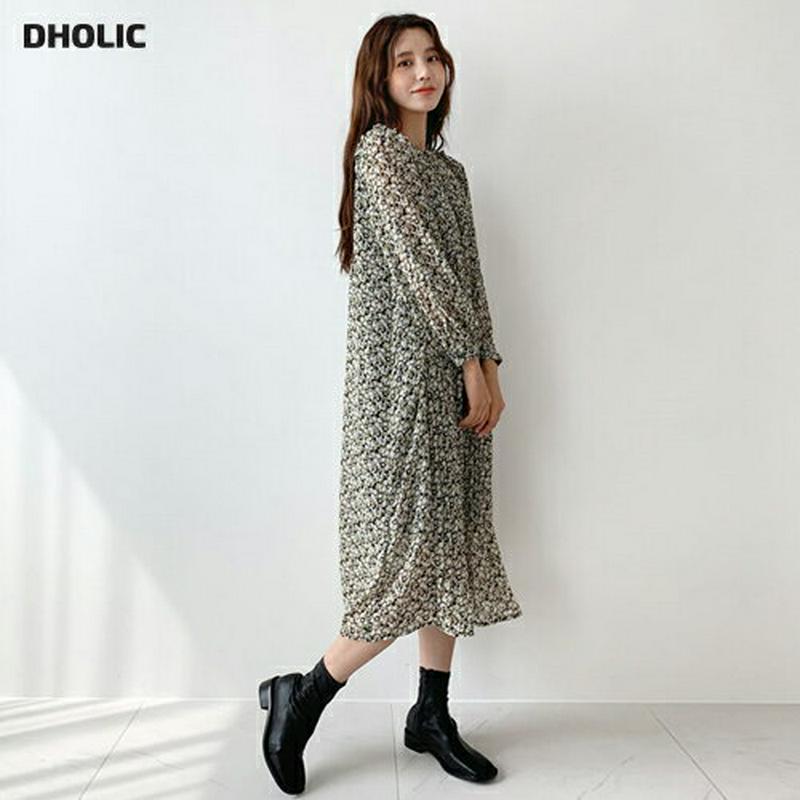 【新作10%OFF】ストラップ付フリル小花柄ワンピース・全2色・b60878 レディース【ops】【韓国 ファッション ワンピー