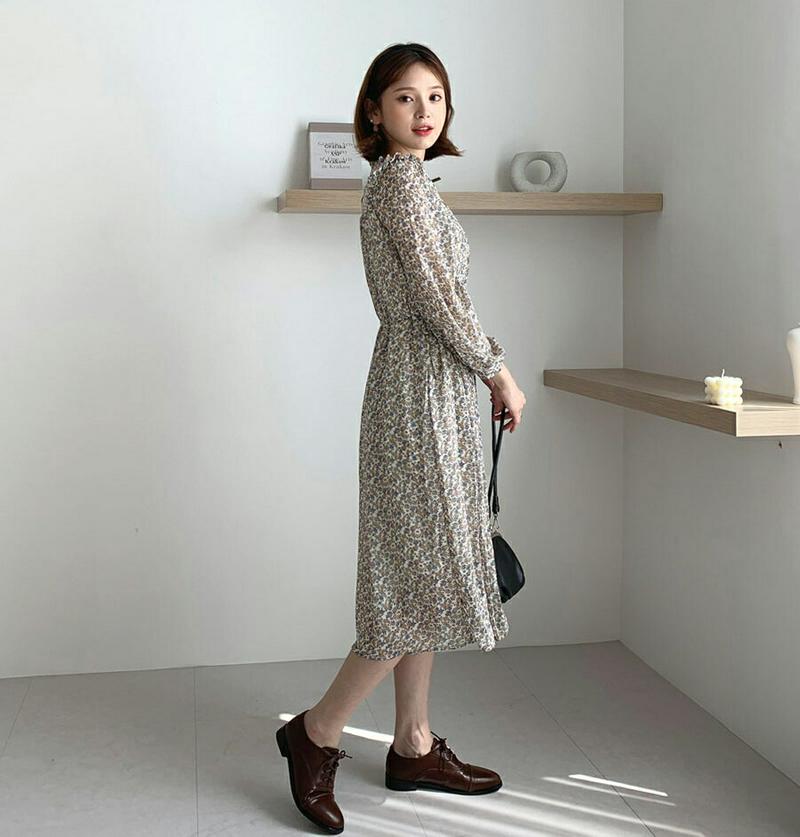 【新作10%OFF】ストラップ付フリル小花柄ワンピース・全2色・b60878 レディース【ops】【韓国 ファッション ワンピー