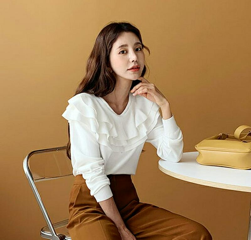 【新作10%OFF】ティアードネックニット・全3色・b60871 レディース【tops】【韓国 ファッション トップス ニット 