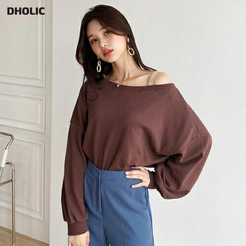 【新作10%OFF】ボートネックスウェット・全4色・t56876 レディース【tops】【韓国 ファッション トップス スウェッ