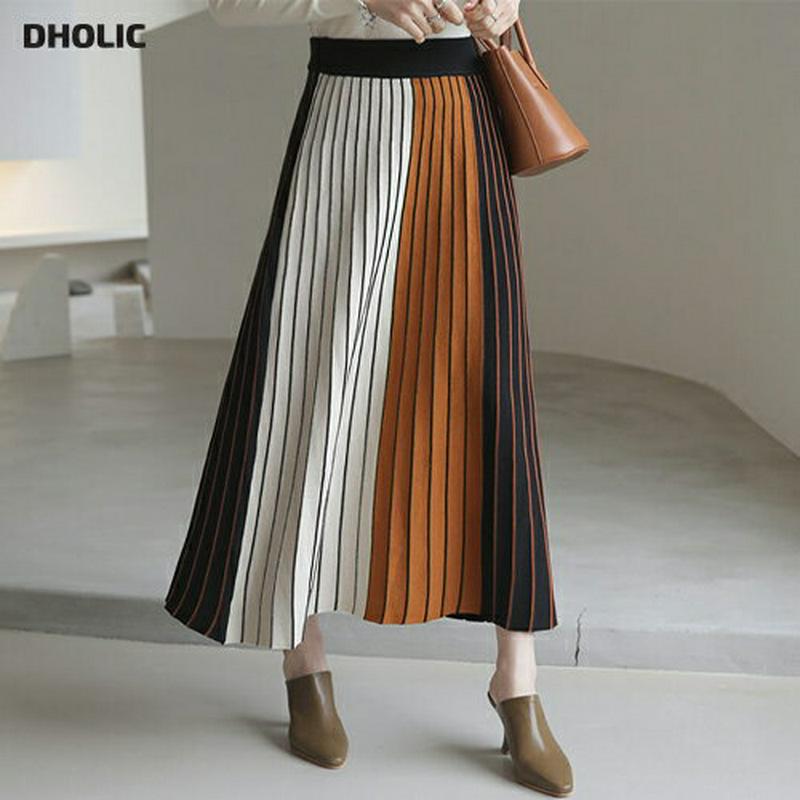 【新作10%OFF】配色フレアスカート・全2色・t64218 レディース【sk】【韓国 ファッション ボトムス スカート ロング