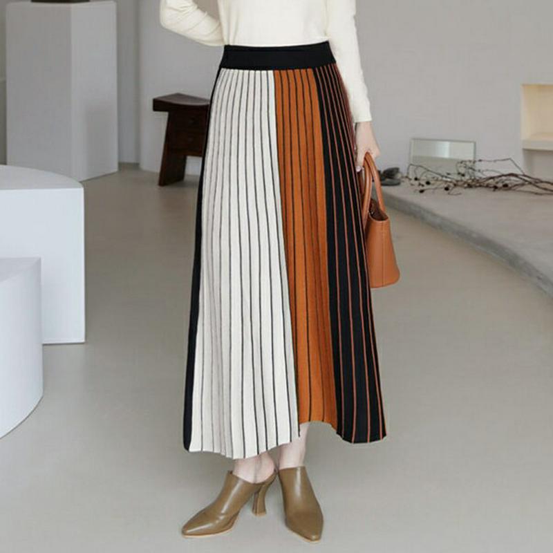 【新作10%OFF】配色フレアスカート・全2色・t64218 レディース【sk】【韓国 ファッション ボトムス スカート ロング