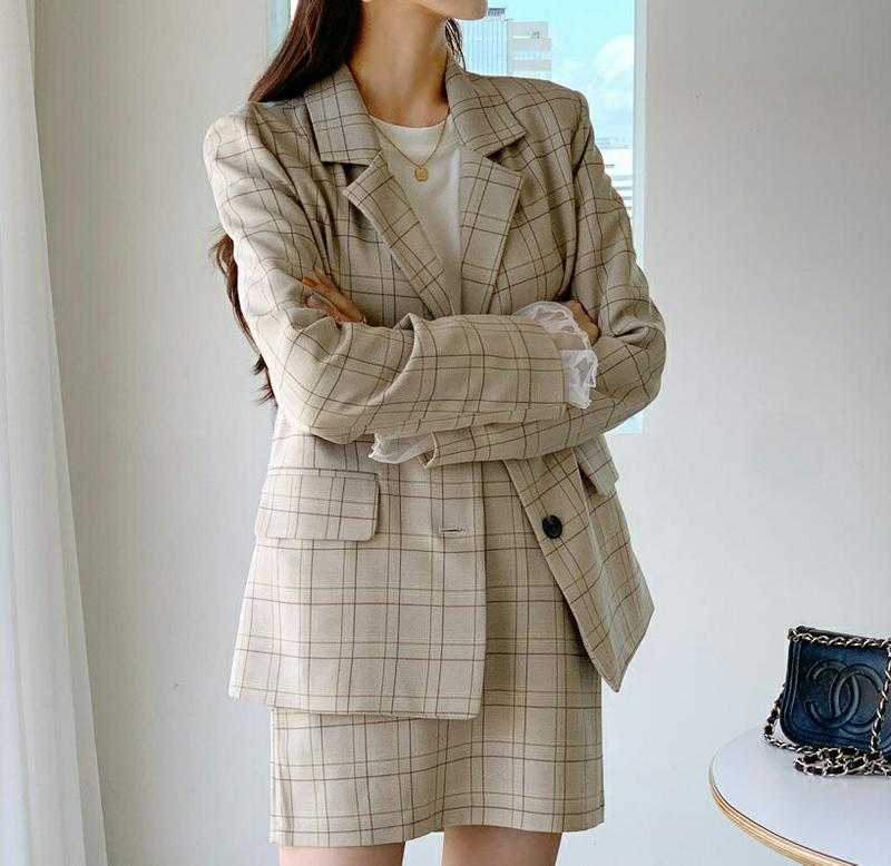 チェックジャケット&ミニスカートSET・全2色・t61115 レディース【ops】【韓国 ファッション セットアップ setup