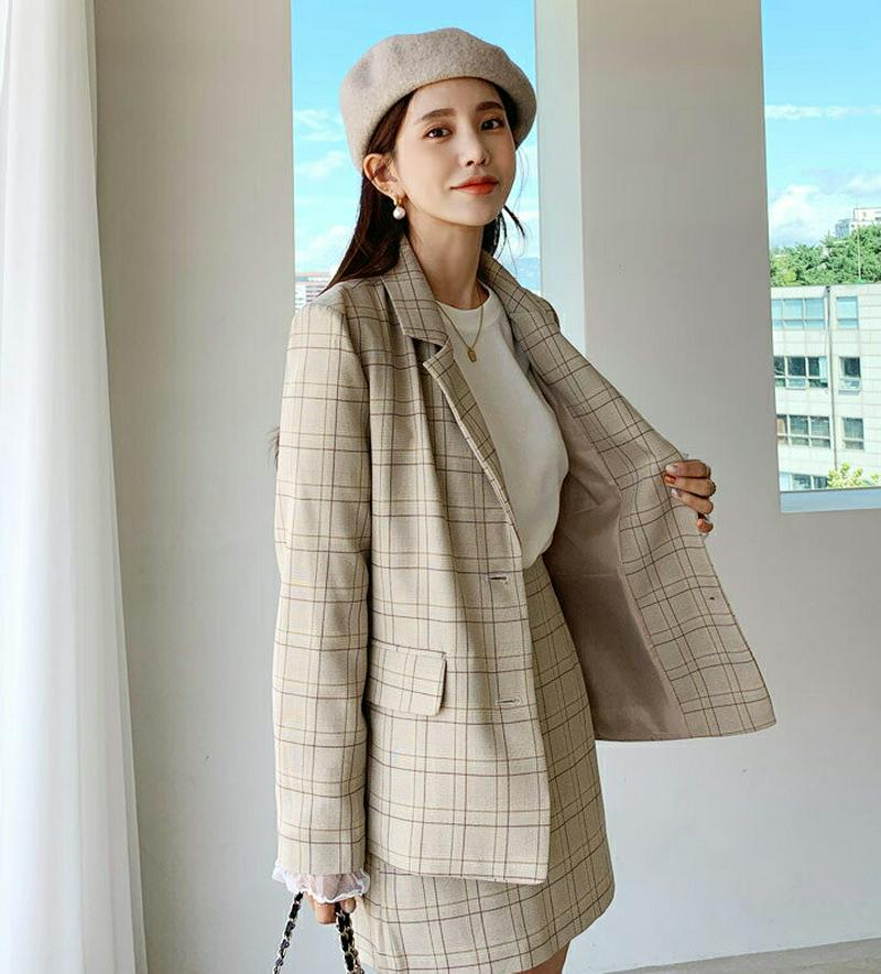 チェックジャケット&ミニスカートSET・全2色・t61115 レディース【ops】【韓国 ファッション セットアップ setup