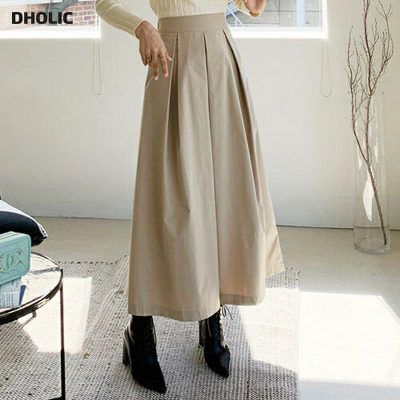 タックフレアスカート・全2色・t61121 レディース【sk】【韓国 ファッション ボトムス スカート ロング丈 ロングスカート