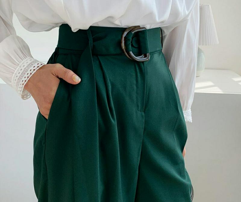 ベルト付バックゴムパンツ・全3色・t61124 レディース【pt】【韓国 ファッション ボトムス ズボン パンツ ロングパンツ 