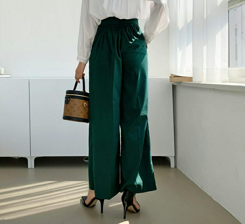 ベルト付バックゴムパンツ・全3色・t61124 レディース【pt】【韓国 ファッション ボトムス ズボン パンツ ロングパンツ 