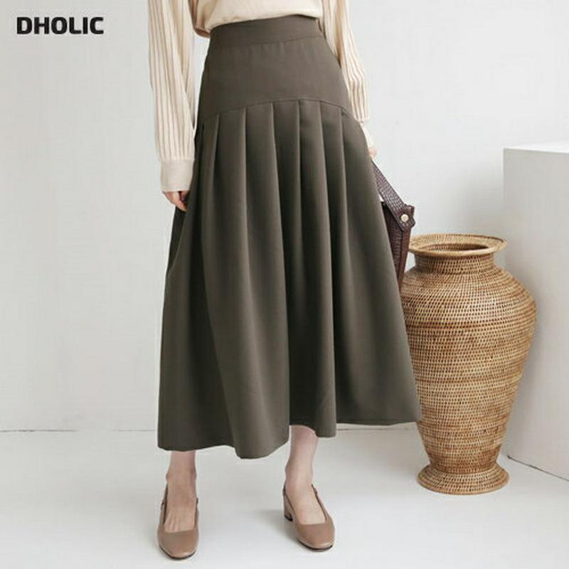 ボリュームタックスカート・全3色・b64137 レディース【sk】【韓国 ファッション ボトムス スカート ロング丈 ロングスカ