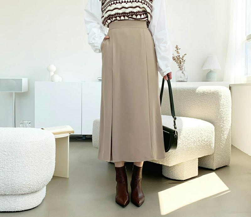 タックAラインスカート・全3色・t61119 レディース【sk】【韓国 ファッション ボトムス スカート ロング丈 ロングスカー