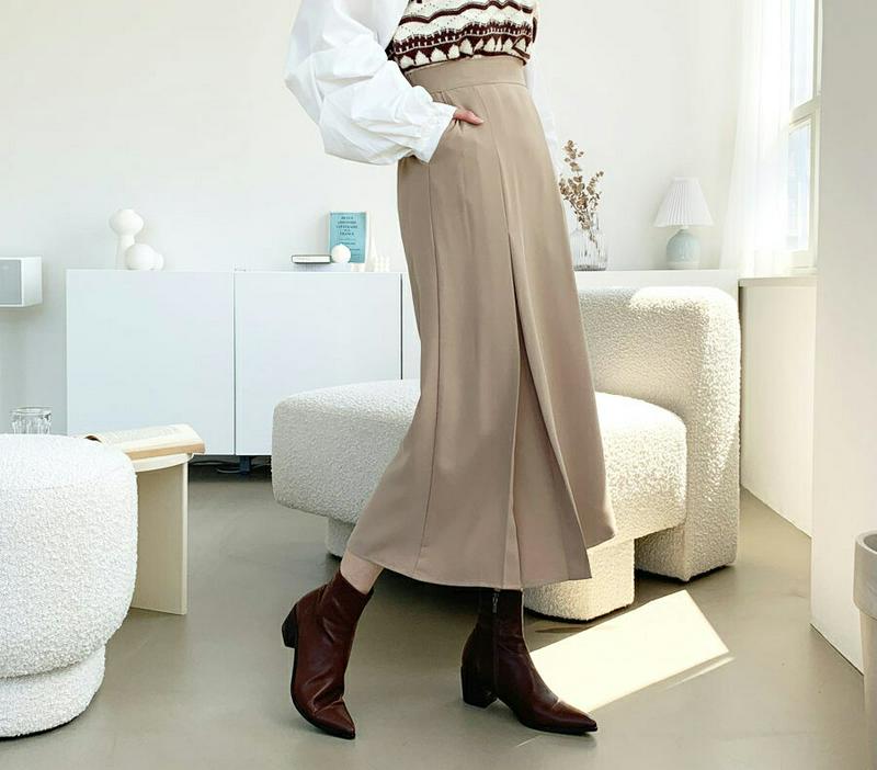 タックAラインスカート・全3色・t61119 レディース【sk】【韓国 ファッション ボトムス スカート ロング丈 ロングスカー