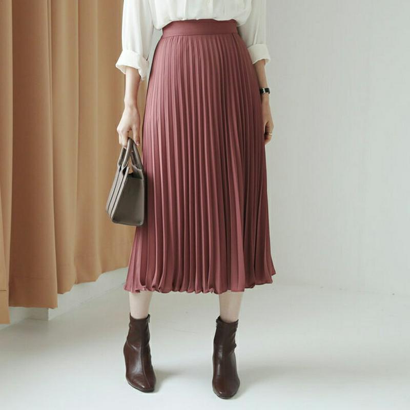 プリーツイージースカート・全5色・b64187 レディース【sk】【韓国 ファッション ボトムス スカート ロング丈 ロングスカ