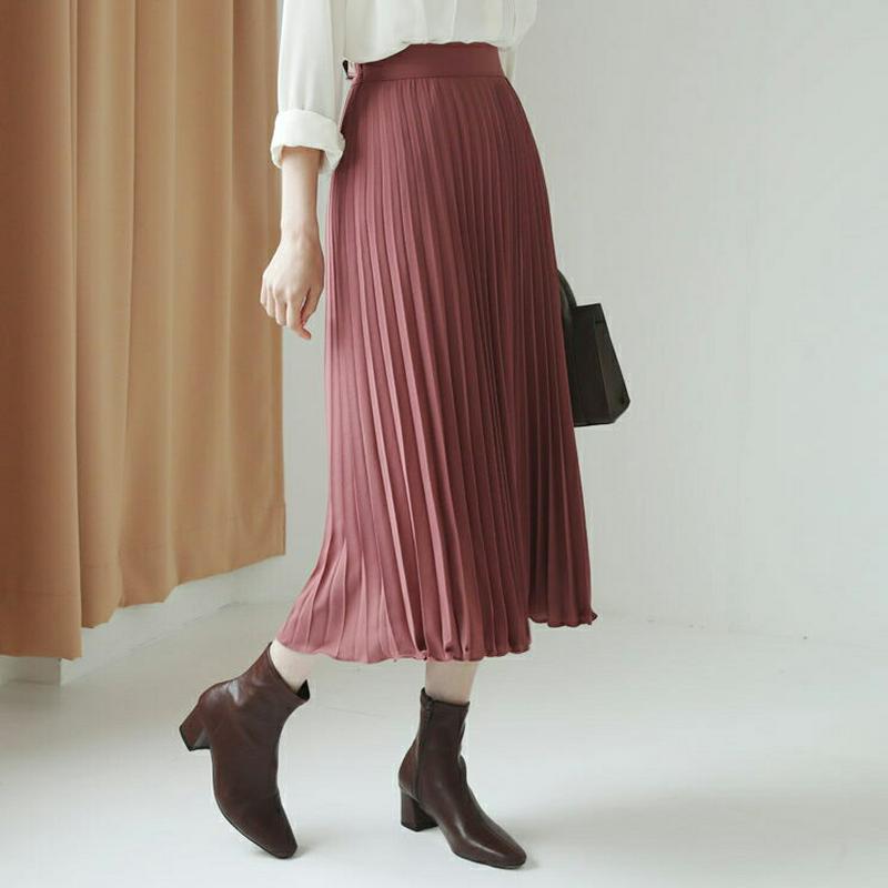 プリーツイージースカート・全5色・b64187 レディース【sk】【韓国 ファッション ボトムス スカート ロング丈 ロングスカ