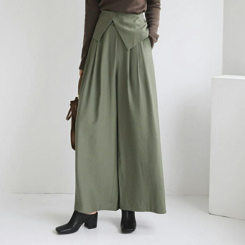 ウエストディテールパンツ・全2色・t64132 レディース【pt】【韓国 ファッション ボトムス ズボン パンツ ロングパンツ 