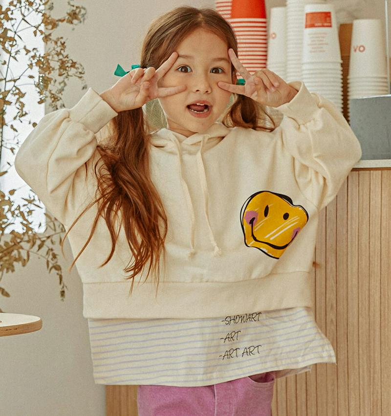 スマイルクロップドフーディ・u06055 キッズ【3~8才】【tops】【トップス フード フーディー パーカー 長袖 クロップ