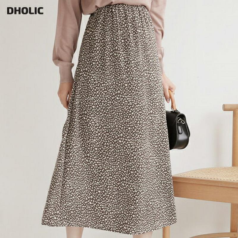 ウエストゴムレオパードスカート・全2色・t64136 レディース【sk】【韓国 ファッション ボトムス スカート ロング丈 ロン