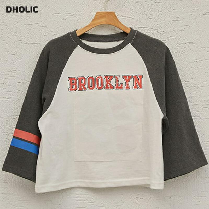 ブルックリンラグランTシャツ・u06133 キッズ【3~8才】【tops】【トップス Tシャツ 長袖 ロンT ラグラン ロゴ ロ