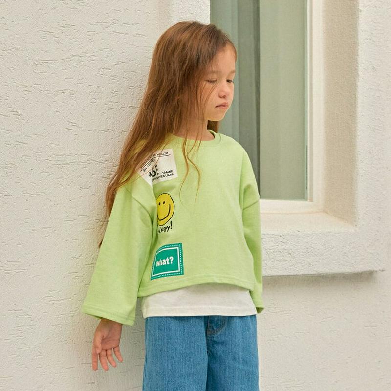 スマイルロゴTシャツ・u06125 キッズ【3~8才】【tops】【トップス Tシャツ 長袖 ロンT スマイル ロゴ カジュアル