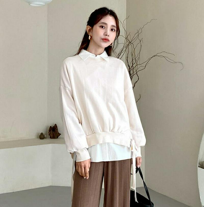 【新作10%OFF】サイドリボンスウェット・全3色・b56896 レディース【tops】【韓国 ファッション トップス スウェッ
