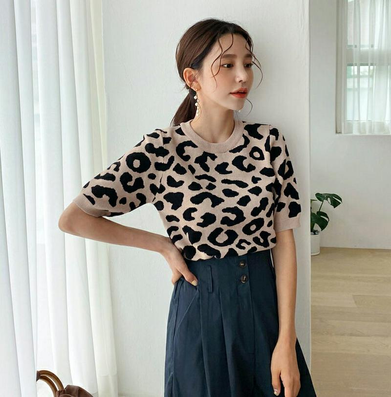 【新作10%OFF】ラウンドレオパードニット・全3色・t56891 レディース【tops】【韓国 ファッション トップス ニット