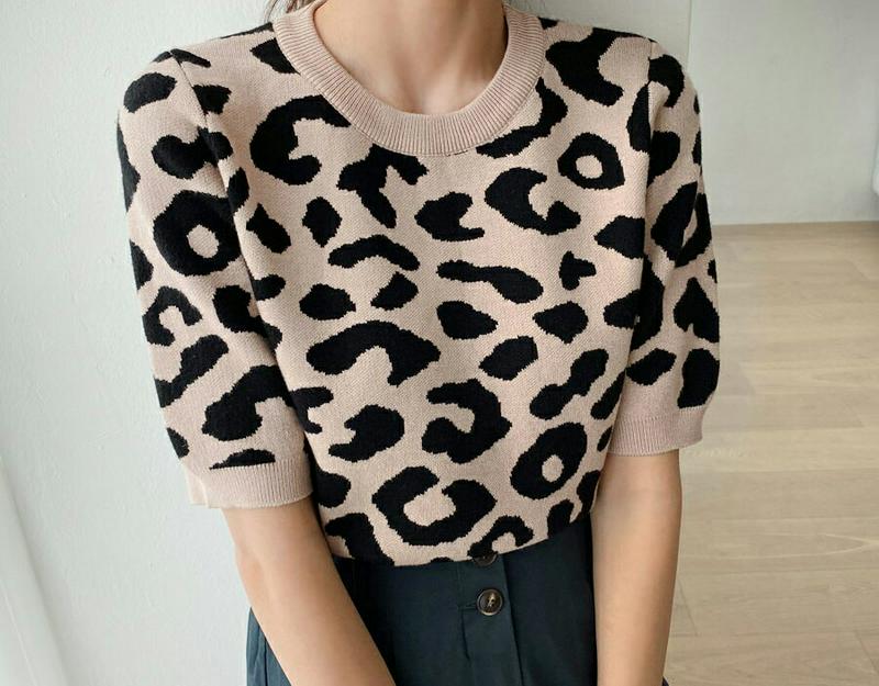 【新作10%OFF】ラウンドレオパードニット・全3色・t56891 レディース【tops】【韓国 ファッション トップス ニット