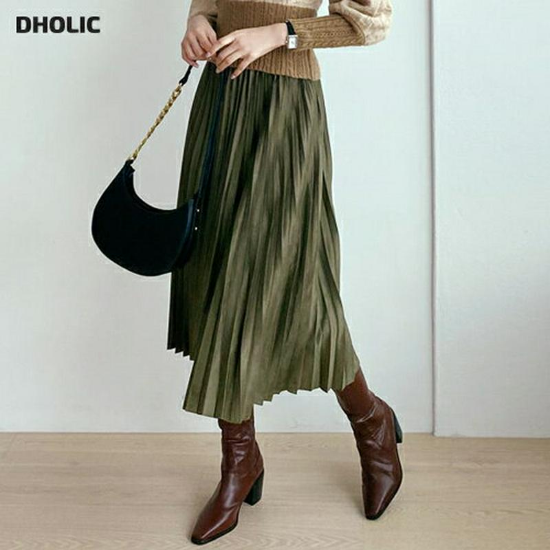 【新作10%OFF】スエード調プリーツスカート・全4色・b56893 レディース【sk】【韓国 ファッション ボトムス スカート