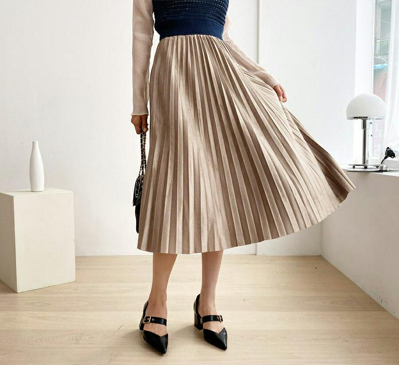 【新作10%OFF】スエード調プリーツスカート・全4色・b56893 レディース【sk】【韓国 ファッション ボトムス スカート