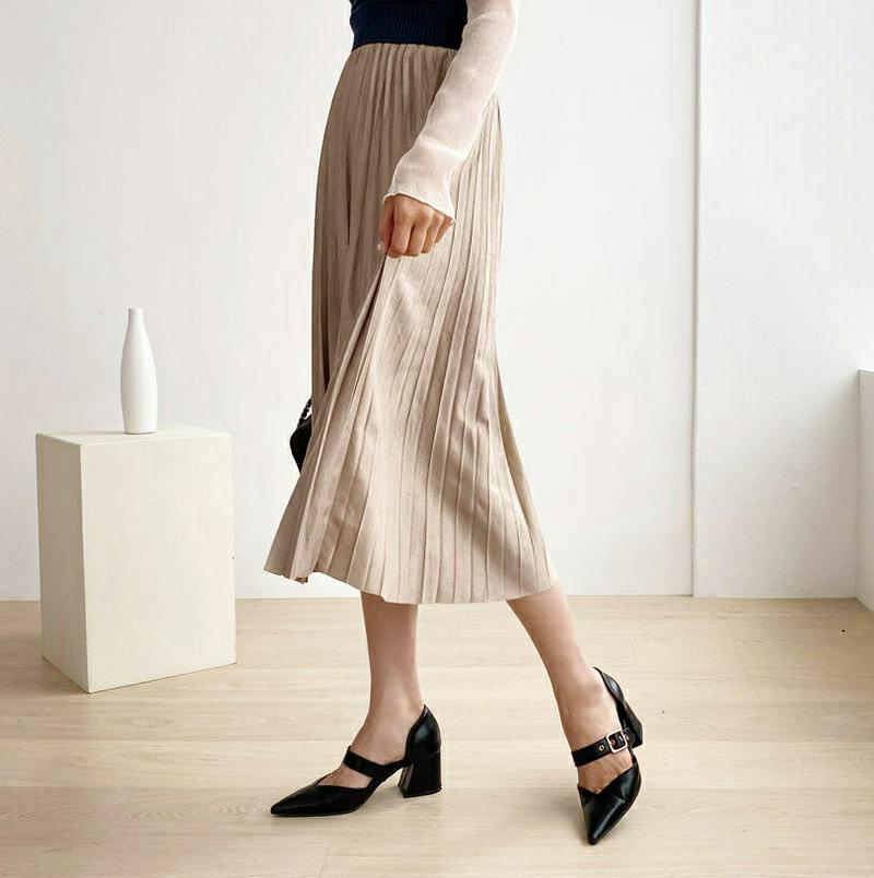 【新作10%OFF】スエード調プリーツスカート・全4色・b56893 レディース【sk】【韓国 ファッション ボトムス スカート