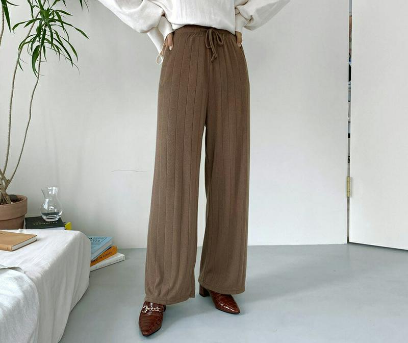 【新作10%OFF】リブニットパンツ・全3色・b56899 レディース【pt】【韓国 ファッション ボトムス ズボン パンツ ロ