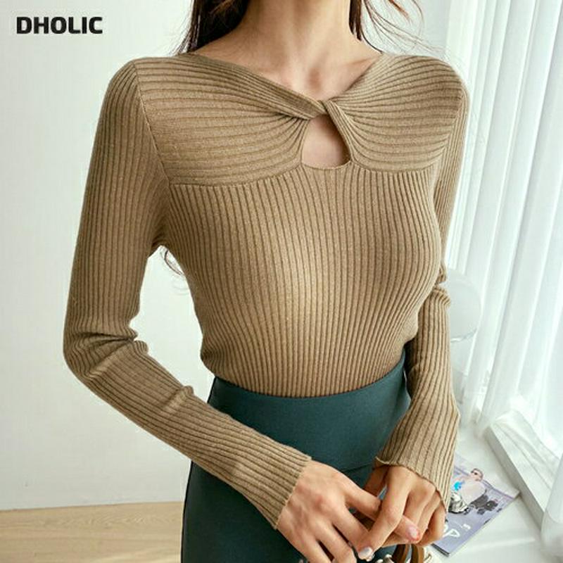 【新作10%OFF】2WAYツイストリブニット・全5色・b56885 レディース【tops】【韓国 ファッション トップス ニッ