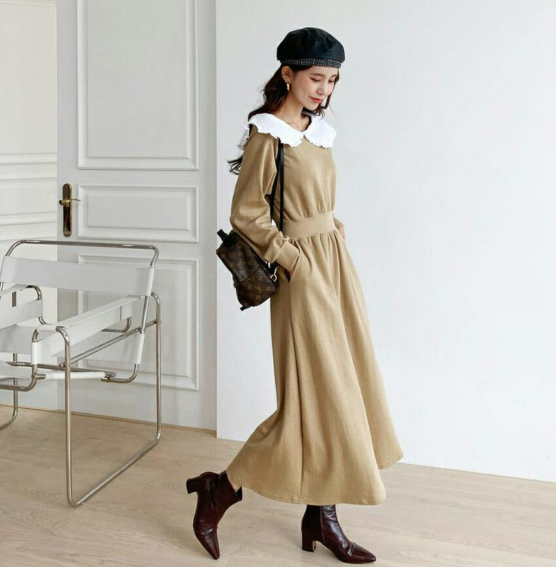 【新作10%OFF】フリルカラーワンピース・全3色・b56884 レディース【ops】【韓国 ファッション ワンピース ロングワ