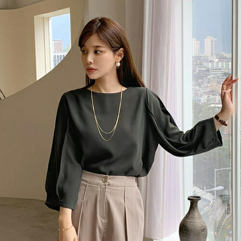 【新作10%OFF】タックパフスリーブブラウス・全3色・t64201 レディース【bl】【韓国 ファッション トップス ブラウス