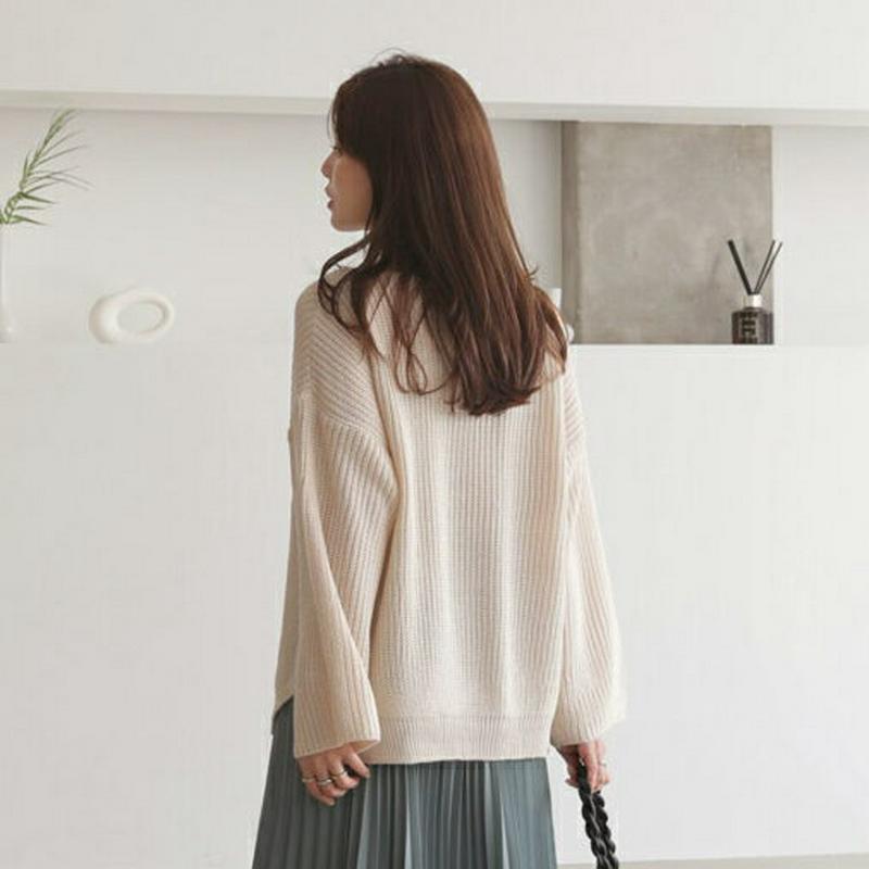 【新作10%OFF】Vネックアンバランスニット・全4色・t64193 レディース【tops】【韓国 ファッション トップス ニッ