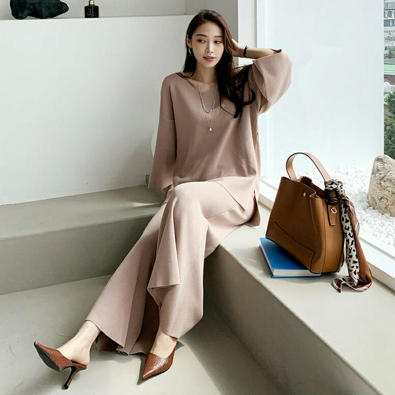 【新作10%OFF】ストラップ付Vネックニット&パンツSET・全3色・b64211 レディース【pt】【韓国 ファッション セッ