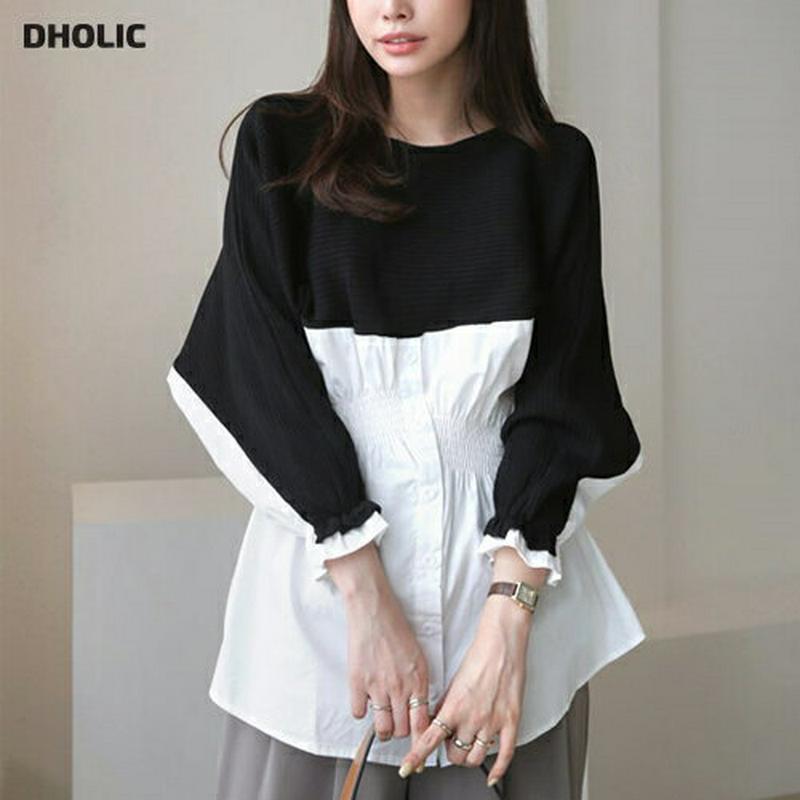 【新作10%OFF】コントラストボタンニット・全2色・b64203 レディース【tops】【韓国 ファッション トップス ニット