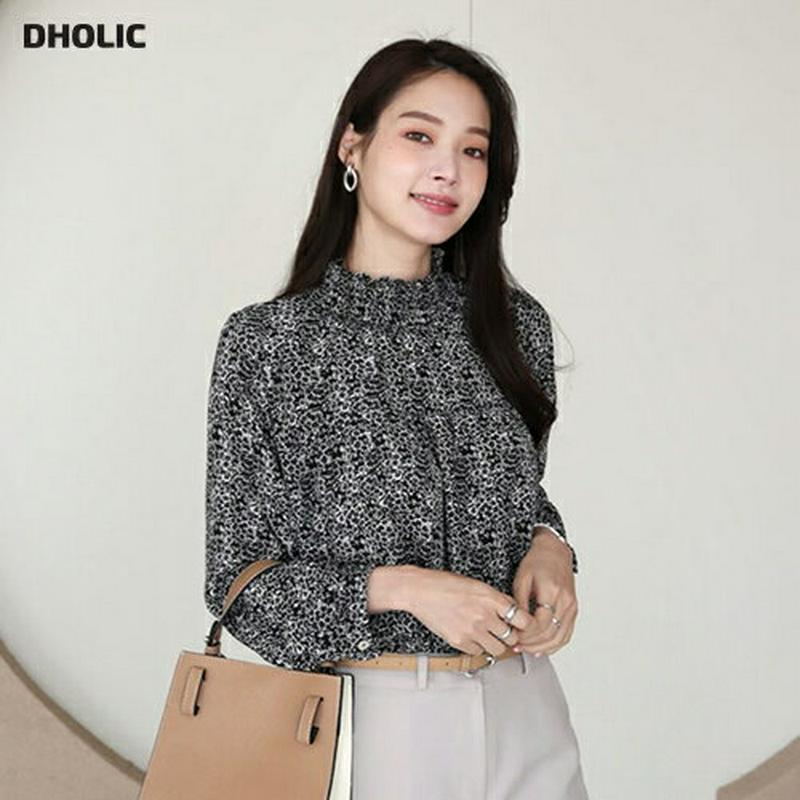 【新作10%OFF】シャーリングネック花柄ブラウス・全2色・t64199 レディース【bl】【韓国 ファッション トップス ブラ