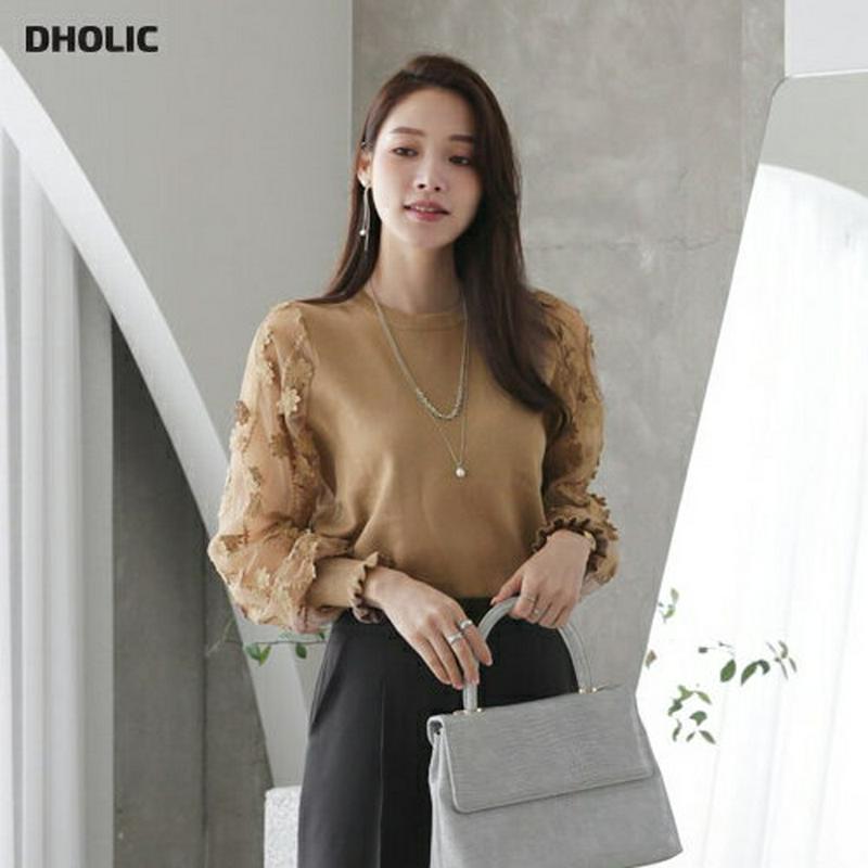 【新作10%OFF】フラワーシアースリーブニット・全4色・b64189 レディース【tops】【韓国 ファッション トップス ニ